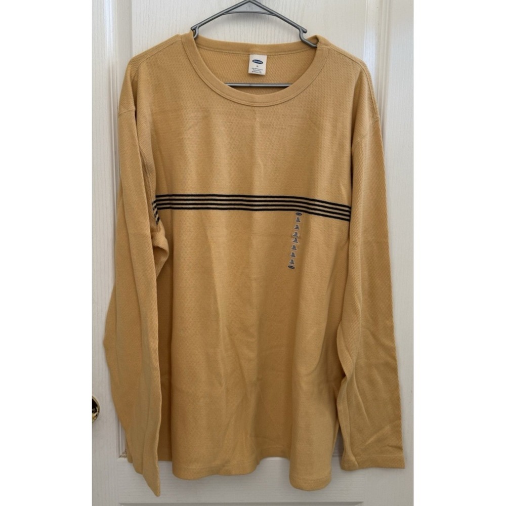 Vintage‎ Old Navy Thermal Waffle Knit Yellow Shirt Men's Size XL Y2K Grunge NWT